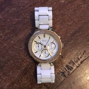 White and gold DKNY watch